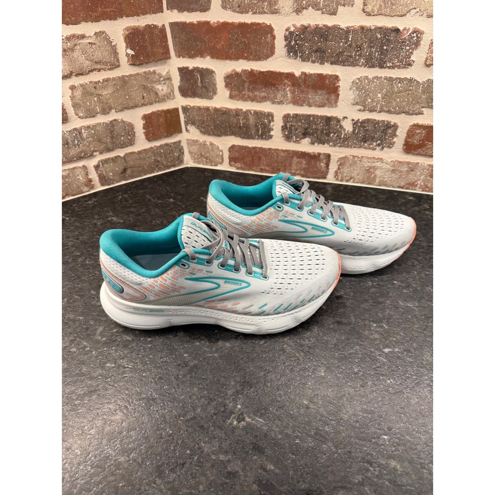 Brooks Glycerin 20 Womens Maximum Cushion Running Shoes Grey/teal/coral Sz 10